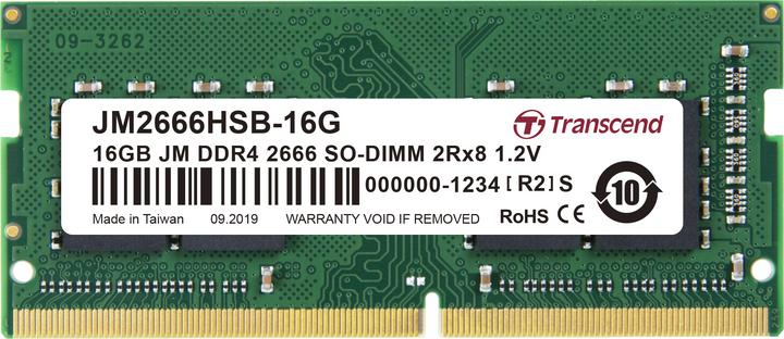 Actual product image Transcend 16GB JM DDR4 2666MHZ (1 x 16GB, 2666 MHz, DDR4-RAM, SO-DIMM)