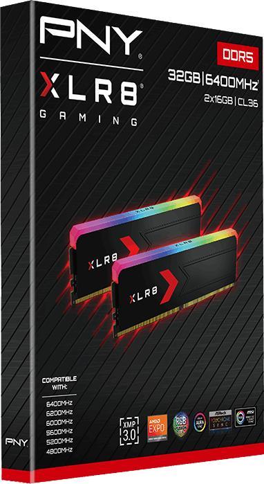 Produktbild PNY MD32GK2D5640036XRGB (2x16Go 6400 PC51200) (2 x 16GB, 6400 MHz, DDR5-RAM)