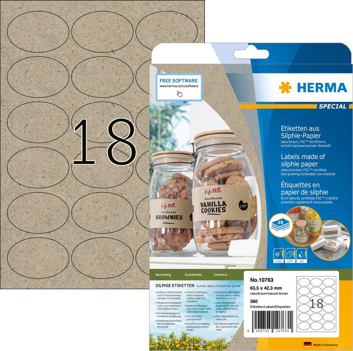 Actual product image HERMA Grass paper labels A4
