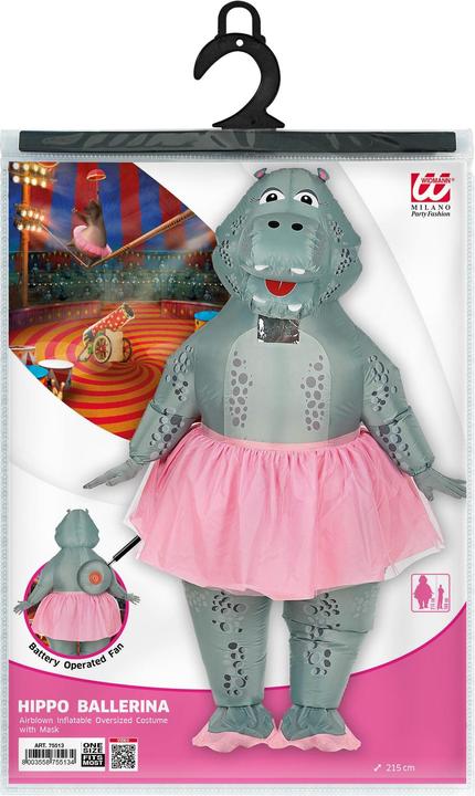 Actual product image Widmann HIPPO BALLERINA (aufblasbares Kostüm m. integriertem Gebläse & Maske), One Size Fits Most Adult (One size)