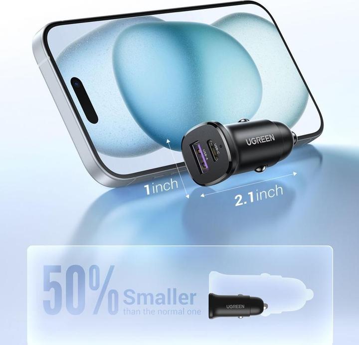 Produktbild Ugreen EC305 25845 car charger USB-C USB-A 30W - black