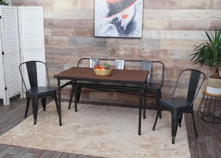 Image du produit Swisshandel24 Banquette 3 places, banquette vestiaire salle à manger, similicuir Chesterfield Industrial (153 cm)