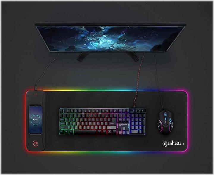 Produktbild Manhattan XXL RGB LED Gaming-Mauspad mit kabellosem Induktionsladegerät 10 W (XXL)