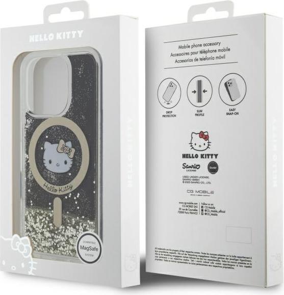 Immagine prodotto Hello Kitty HKHMP16LLGDIK iPhone 16 Pro 6.3" czarny złoty/nero oro custodia rigida Liquid Glitter Fever (Apple iPhone 16 Pro)