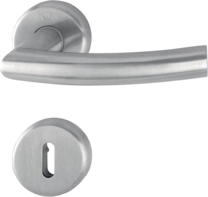 Hoppe Garniture à rosette Narvik E1430ZP/17KV/17KVS Acier inoxydable F69 rond OB DIN gauche / droite D/D (Garniture de porte)