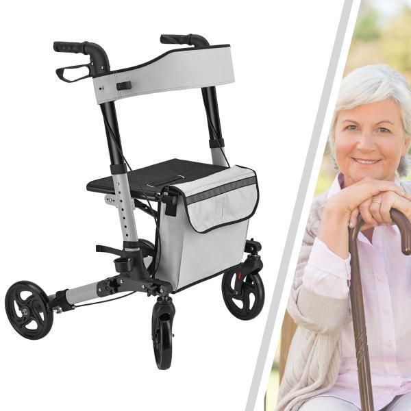 Juskys Rollator Vital klappbar mit Sitzfläche & Einkaufstasche