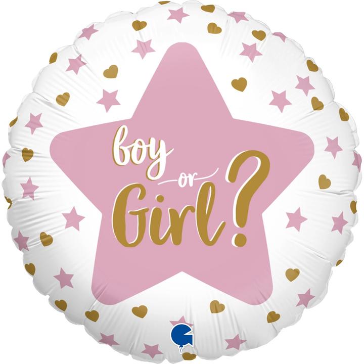 Actual product image Grabo Balloons Round aluminum balloon - Gender Reveal Girl or Boy? (46cm, 2pcs) (1 x)