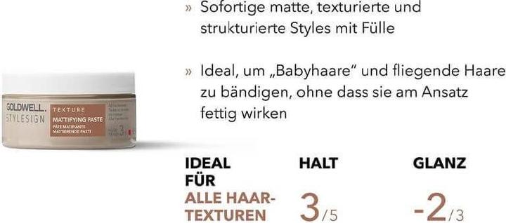 Nährwerte und Zutaten Goldwell Stylesign Texture Mattierende (Haarpaste, 50 ml)