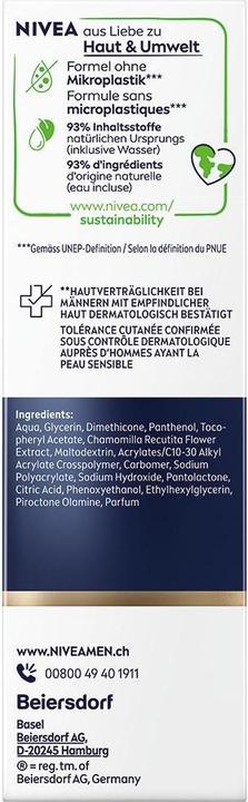 Nährwerte und Zutaten NIVEA Sensitive Bart & Gesicht Pflege-Gel (50 ml)