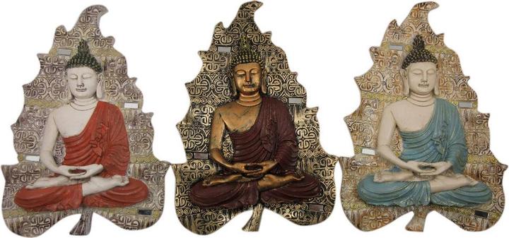 Actual product image DKD Home Decor Wall decoration Blue Red Gold Buddha Oriental 19 x 3.1 x 26.5 cm (3 pieces)