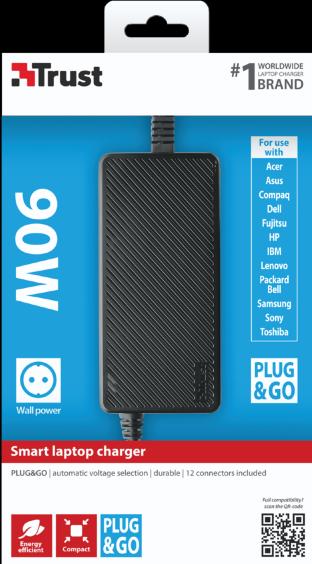 Image du produit Trust Chargeur intelligent pour ordinateur portable 90W Plug & Go (90 W)