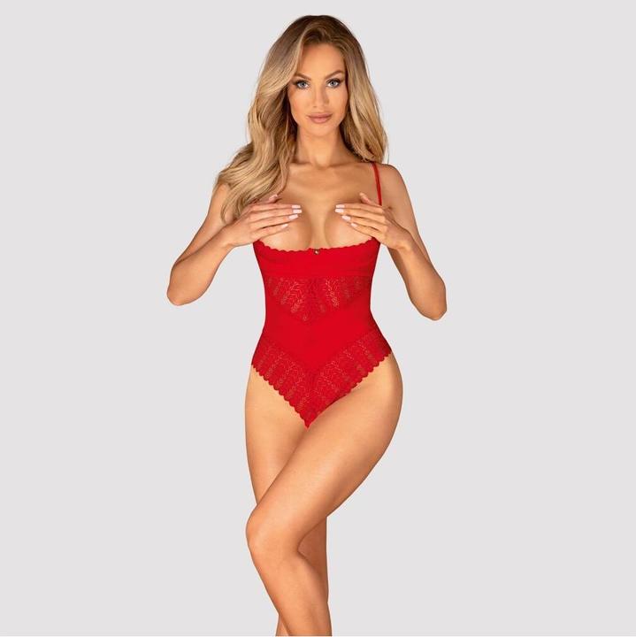 Actual product image Obsessive - Ingridia Crotchless Teddy - Red (M/L)