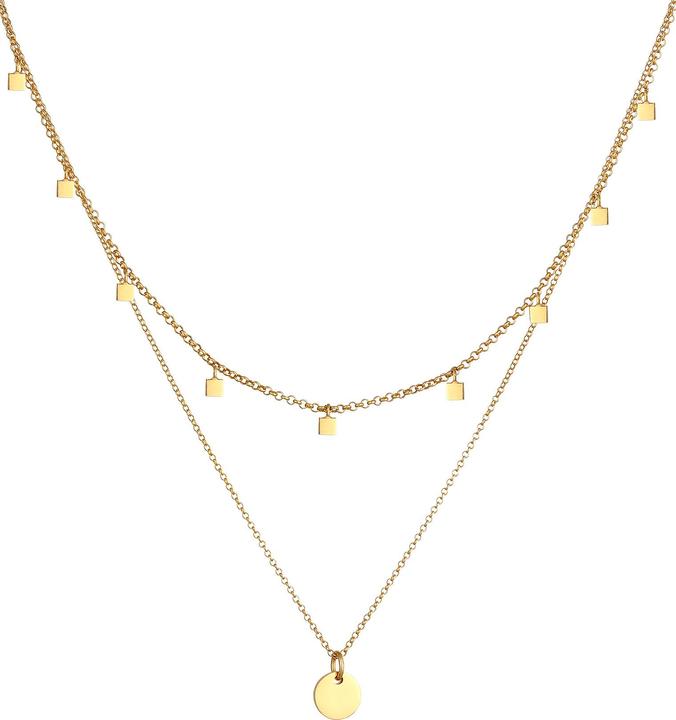 Elli 2er Set Choker Layer-Look Plättchen (Sterling Silber, 40 cm)