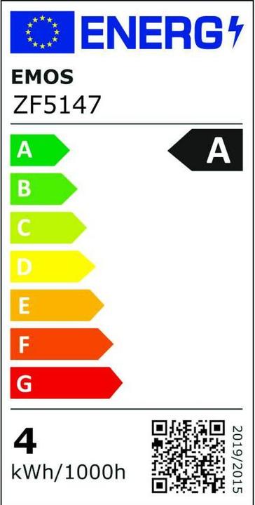 Energie-Label Emos LED Lampe Filament A60 / E27 / 3,8 W (60 W) / 806 lm / Warmweiss (E27, 3.80 W, 806 lm, 1 x, A)