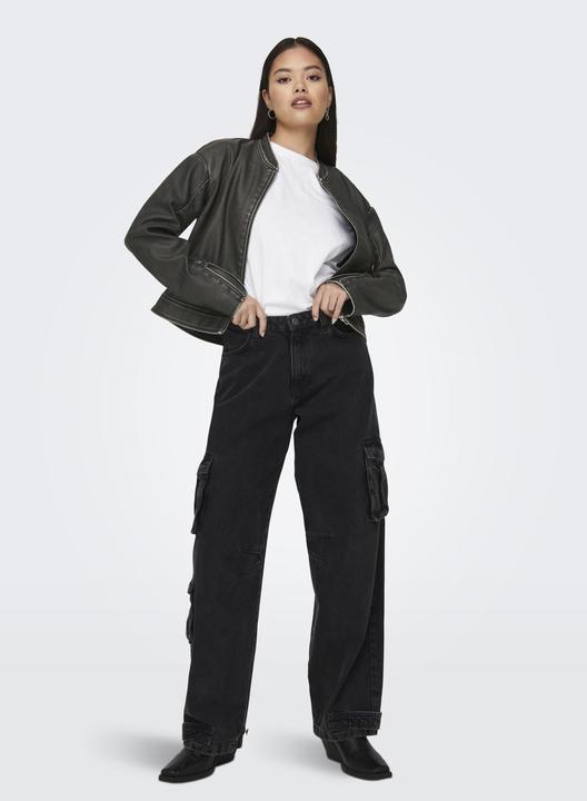 Produktbild Only Stehkragen Ärmelbündchen mit Reissverschluss Jacke Kunstlederjacke (XS)