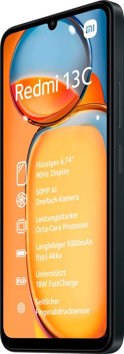 Produktbild Xiaomi Redmi 13C (256 GB, Midnight Black, 6.74", Dual SIM, 50 Mpx, 4G)