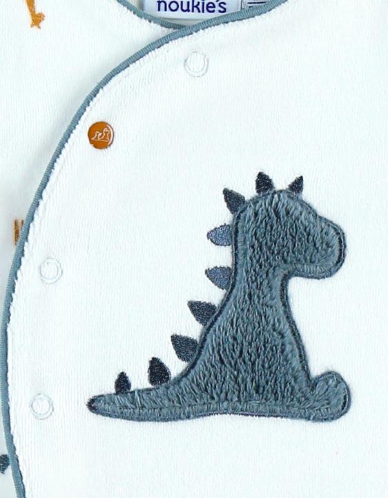 Produktbild Noukies Strampler Velours mit Tieren Weiss/Blau Gr. 68 (68)