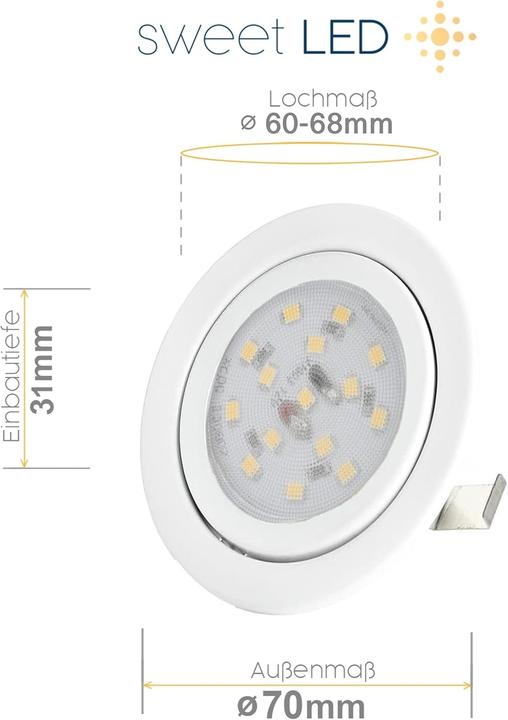 Immagine prodotto Sweet Led 4-teiliges LED Einbaustrahler-Set, flach (230 lm)