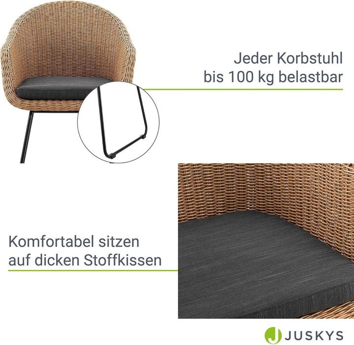 Produktbild Juskys 2x Rattan Korbsessel Cody