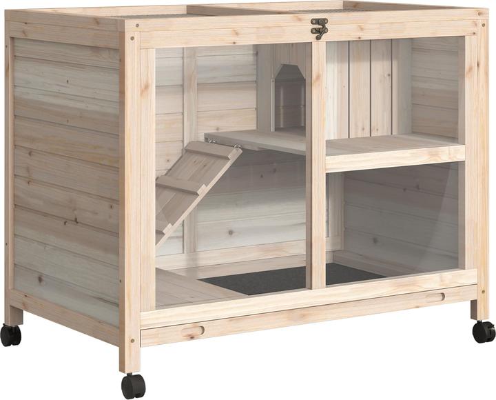 PawHut Clapier pour petits animaux avec roulettes