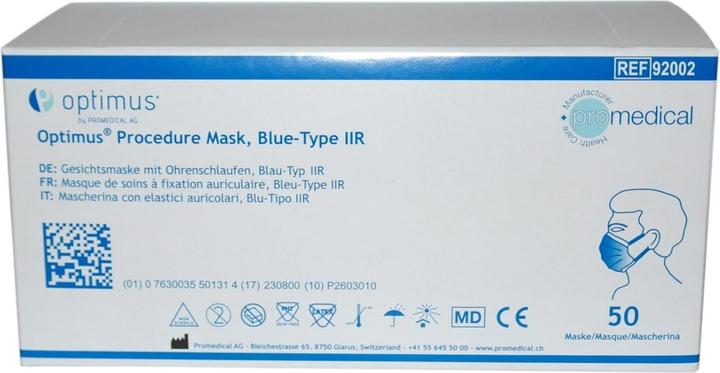 Actual product image Promedical Hygienemaske Typ IIR mit Earloops blau unsteril (Type II, 50 x)