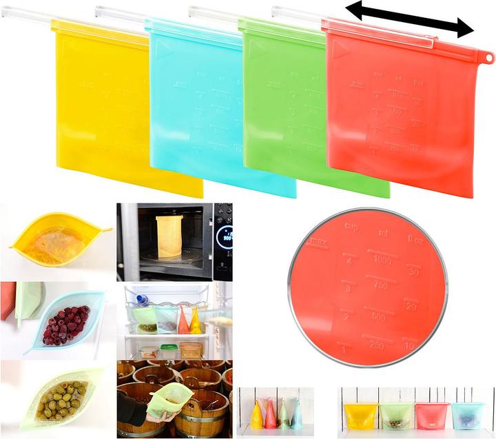 Actual product image Rosenstein & Söhne Set of 4 silicone food bags, resealable (4 x)