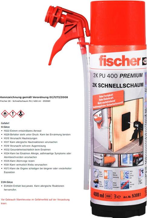 Produktbild Fischer 2K-Schnellmontageschaum PU 400 Premium (400 ml)