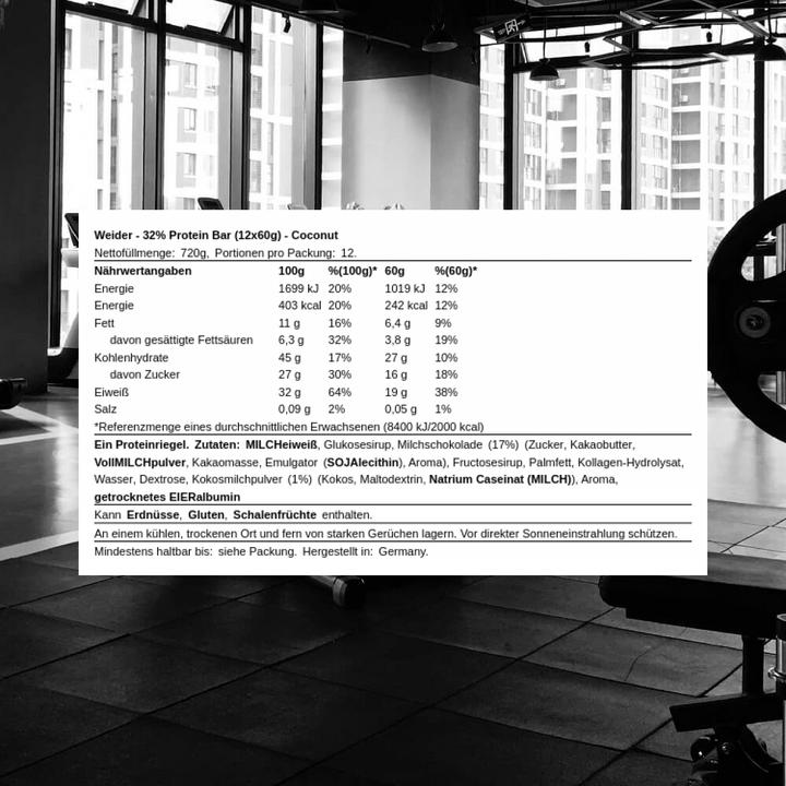 Produktbild Weider 32% Protein Bar (Kokosnuss, 720 g)