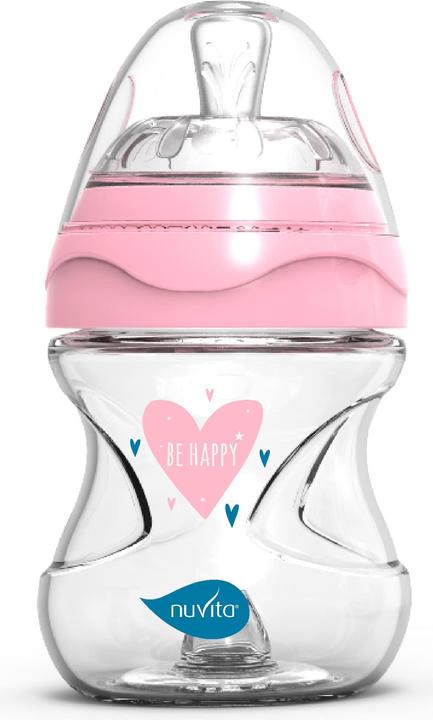 Nuvita Bottiglia di vetro anticolica rosa 0M+ (140 ml)