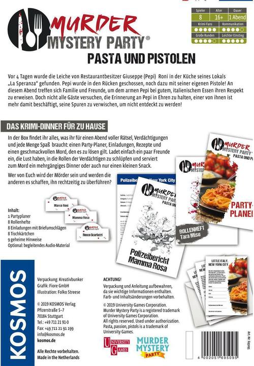 Produktbild Kosmos Murder Mystery Party - Pasta & Pistolen (Deutsch)