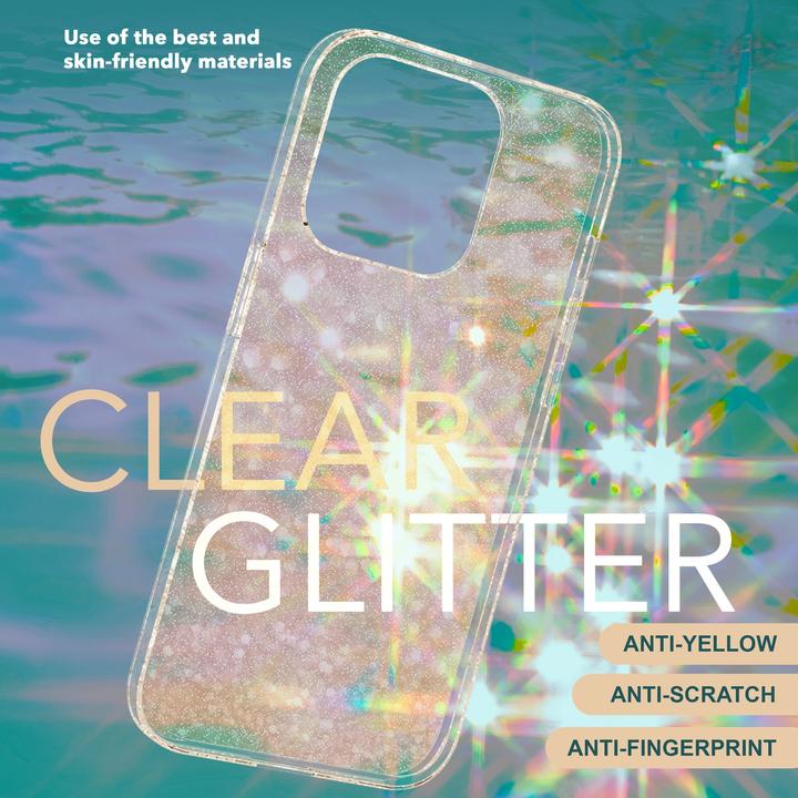 Actual product image Nalia Clear glitter silicone cover (Apple iPhone 15)