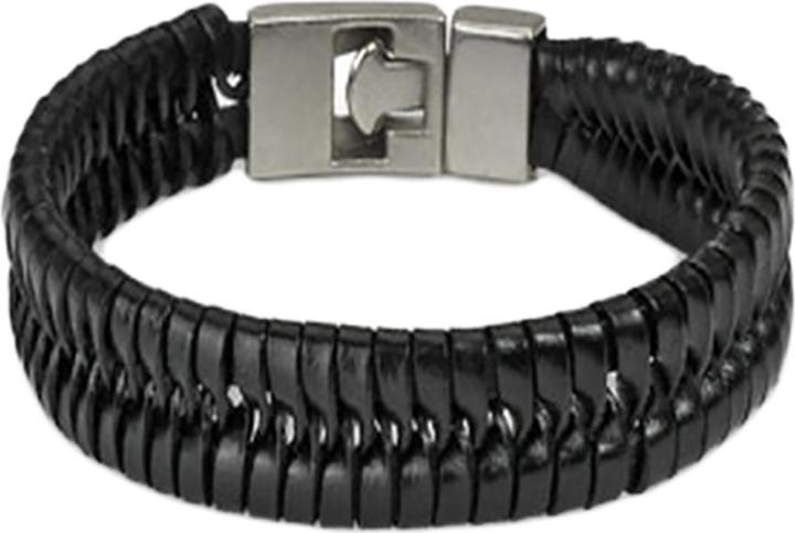 Produktbild Star Piercing Lederarmband schwarz mit Schuppen (Leder, ohne Messing)