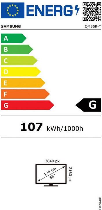 Label énergétique Samsung QM55R-T (3840 x 2160 pixels, 55")
