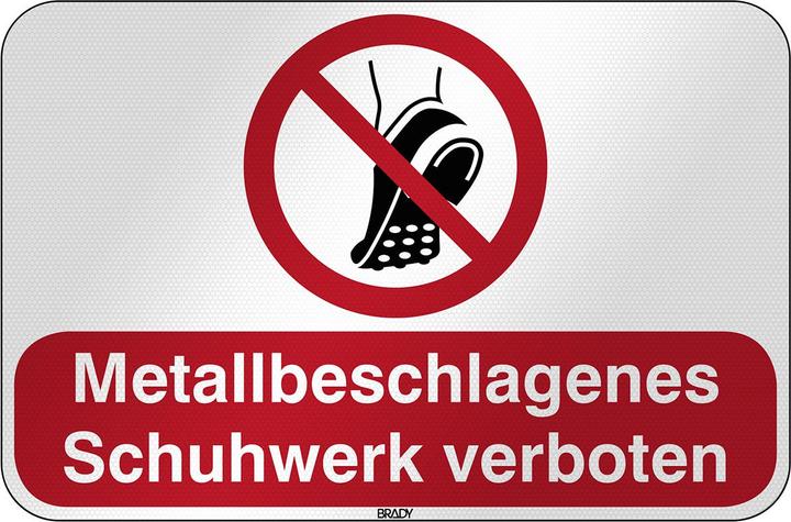 Productafbeelding Brady P/P035/DE390/RFL-590X390-1, ISO veiligheidsbord - Metalen schoenen verboden, L