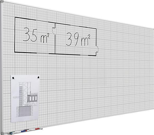 Actual product image eurokraft basic Grid board, painted white, WxH 2000 x 1000 mm, 20 x 20 / 100 x 100 mm grid. (2000 x 1000 mm)