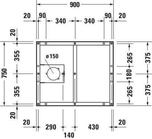 Produktbild Duravit Fussgestell für Duschwanne Tempano 900x750mm