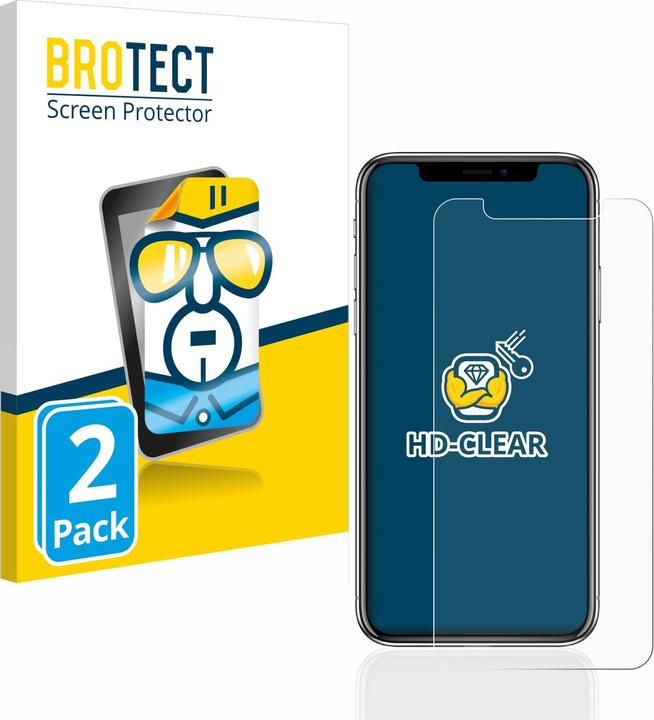 BROTECT Schutzfolie Displayschutz Klar (2 Stück, Apple iPhone X)