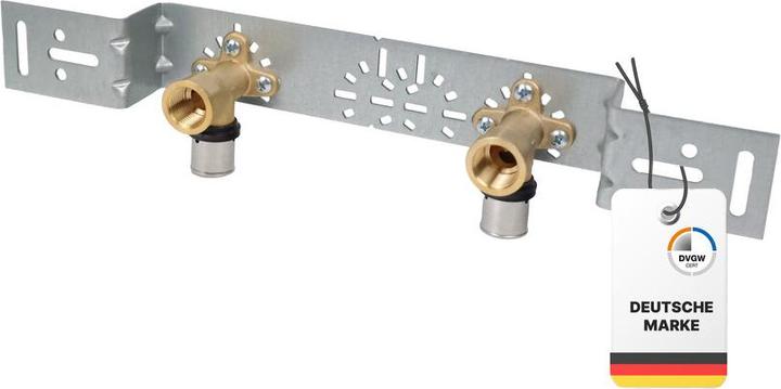 Actual product image Sanpro THPRESS Pressfitting single wall disc + mounting plate angled, size 20x2, dimension 73 - 153 m (Press connection)