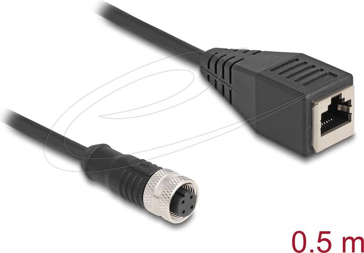 Image du produit Delock Câble adaptateur M12 D-codé 4 broches femelle vers RJ45 femelle (S/FTP, CAT5e, 0.50 m)