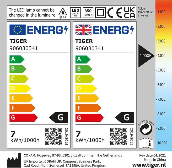 Etichetta energetica Tiger LED (400 lm)