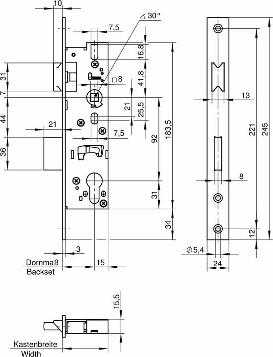 Immagine prodotto Wilka Prua di chiusura tubolare in acciaio inox Reno 1438 PZ, arretramento di 25 mm, regolabile Din (Cilindro profilato)