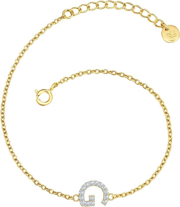 Actual product image Glanzstücke München Ladies letter G sterling silver cubic zirconia yellow gold 17.0 cm basic length + 3.0 cm extension (17 cm, Sterling Silver)