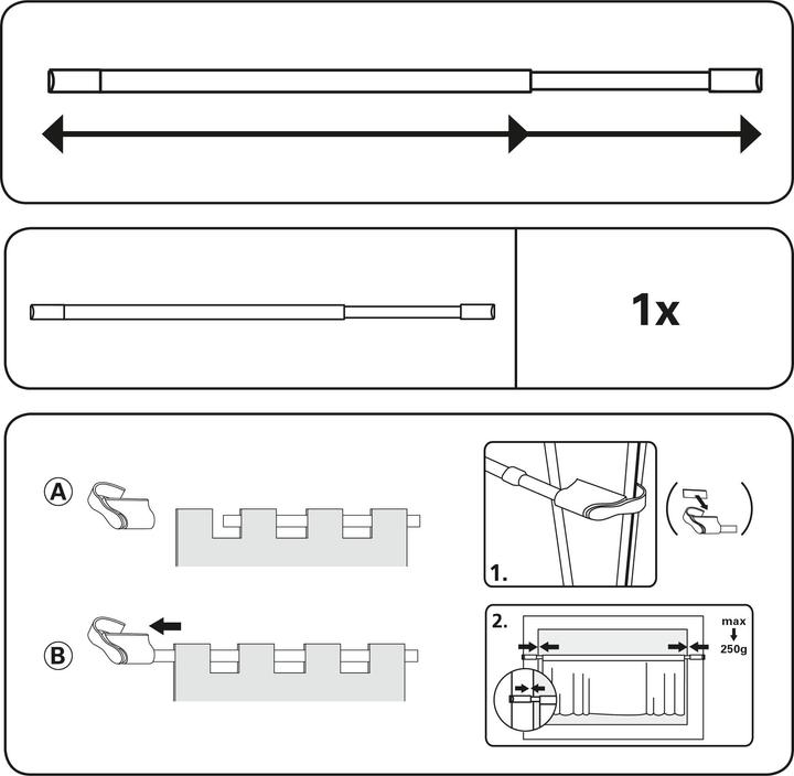Image du produit Gardinia Barre de serrage 75-125 cm, argent