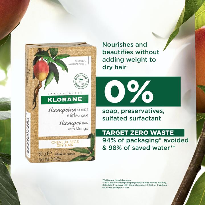 Actual product image Klorane Solid shampoo with mango (80 ml, Solid shampoo)