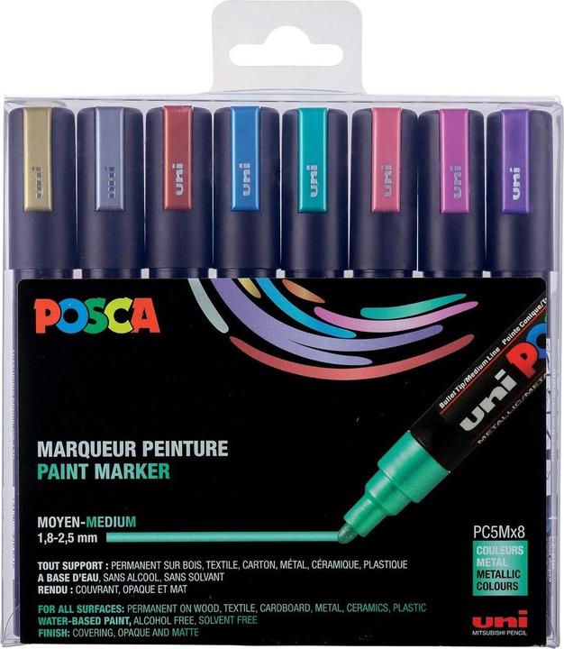 Immagine prodotto Posca Marchio PC-5M a punta tonda (Multicolore, 2.50 mm, 8 x)