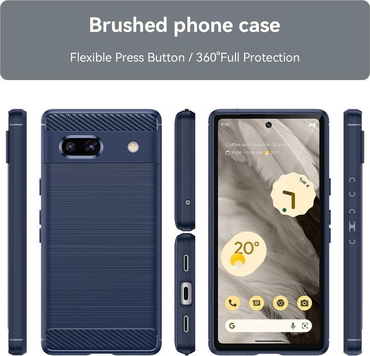 Produktbild König Design Hülle Handy Schutz für Google Motorola Samsung Xiaomi Case Cover Carbon Optik (Google Pixel 7a)