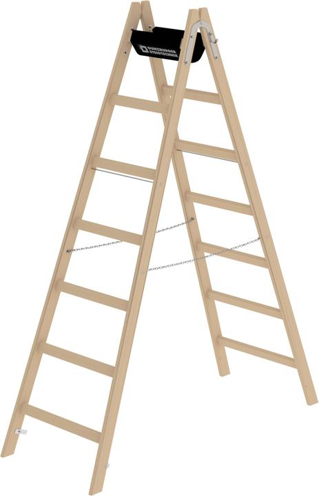 Actual product image Munk Rung Stepladder Wood 2x7 Rungs (Scaffolding, 207 cm)