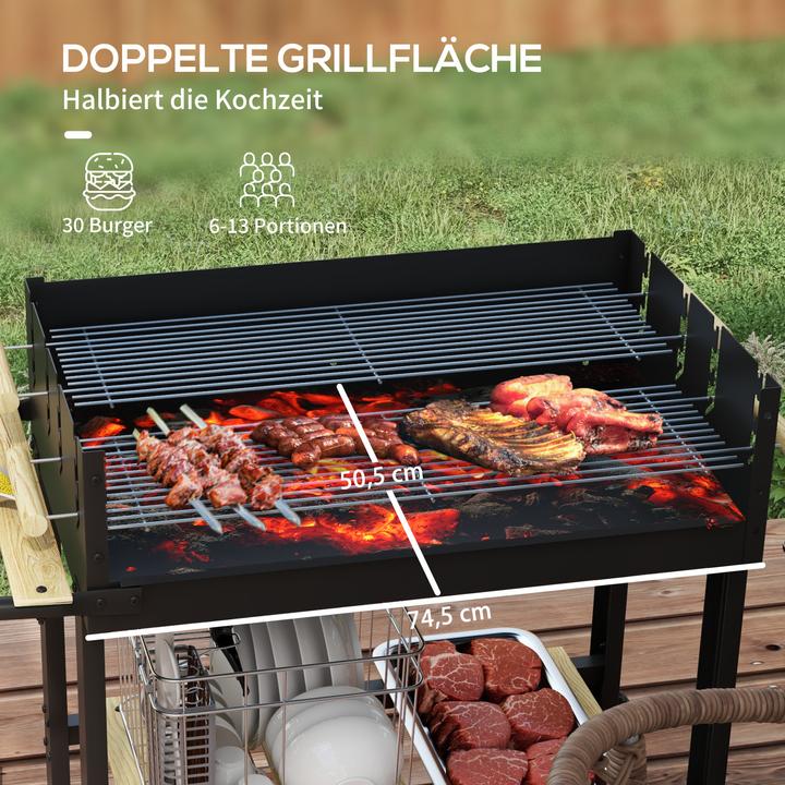 Produktbild Outsunny Holzkohlgrill mit höhenverstellbaren Grillrosten