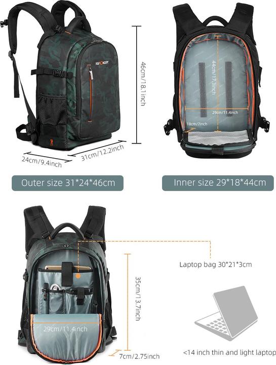 Actual product image K&F Concept Backpack 23L Nature Wander 06 (Camouflage) (Camera shoulder bag, 23 l)