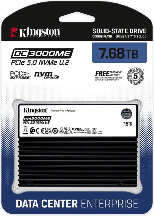 Produktbild Kingston 7.68TB DC3000ME U.2 PCIe 5.0 NVMe TCG Opal Enterprise SSD (7680 GB, 2.5")